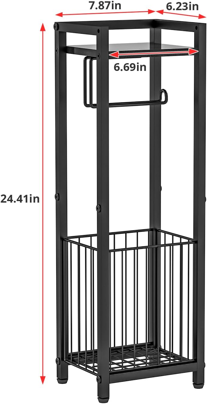 Skiennix Narrow Side Toilet Paper Holder - Freestanding Storage Rack for Small Spaces | Bathroom Tissue Organizer
