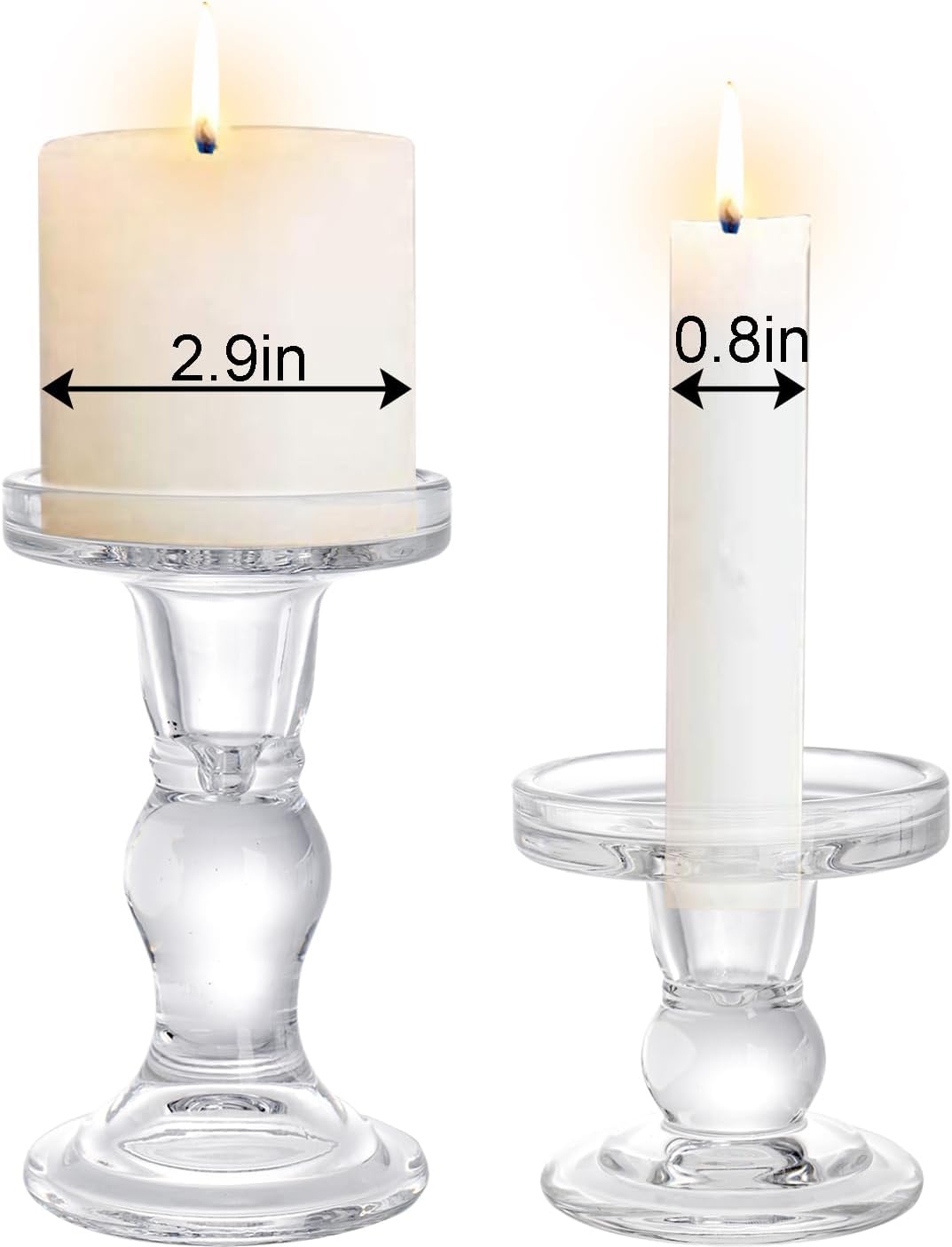 Okllen Glass Candle Holders Set of 6 - Clear Crystal Pillar & Tealight Holders for Home Decor & Weddings