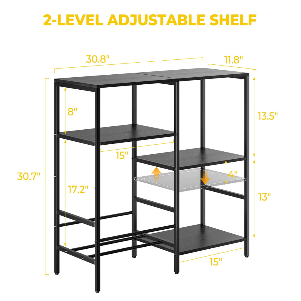 Nidouillet Record Player Stand with LED Light, Turntable Stand with Vinyl Storage for 300+ Albums, 3-Tier Media Cabinet with V-Shaped Holder & Adjustable Shelf, for Living Room & Bedroom