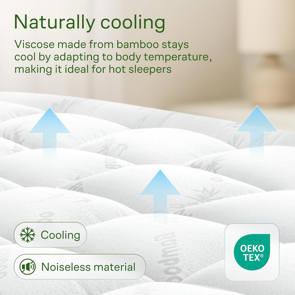 Niagara Ultra Soft Mattress Topper - Viscose Bamboo Pillow Top for Back Pain Relief | Twin Size, White
