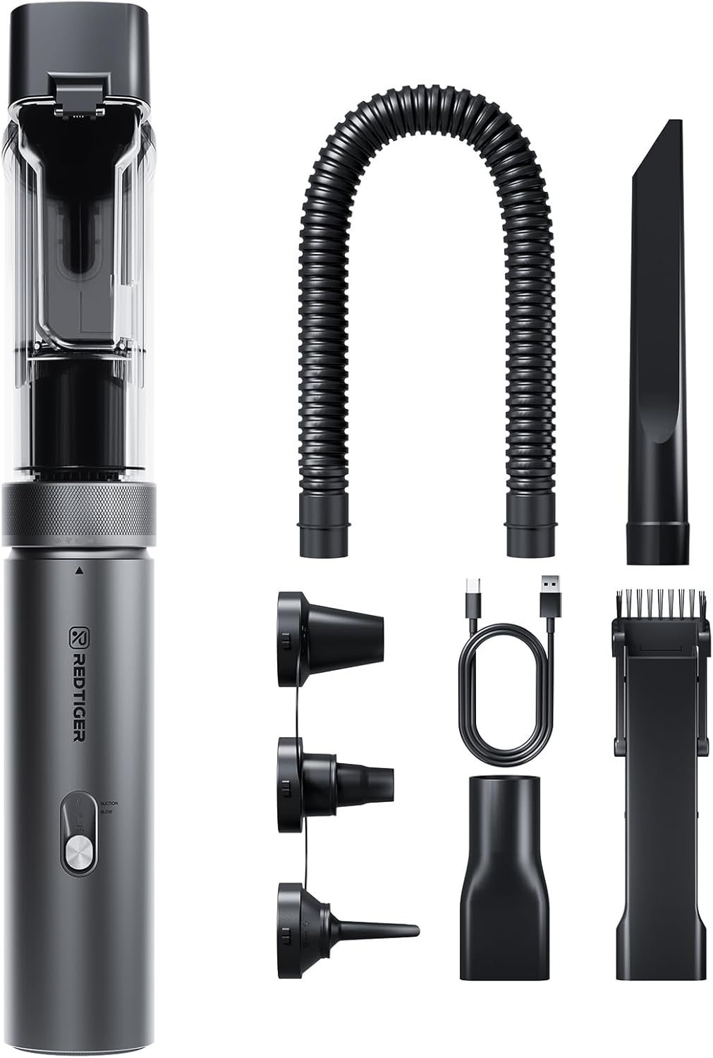 REDTIGER Cordless Car Vacuum - 21000PA Portable Handheld Cleaner with 70 Min Runtime | Fast USB-C Charge, Lightweight 4-in-1 Design