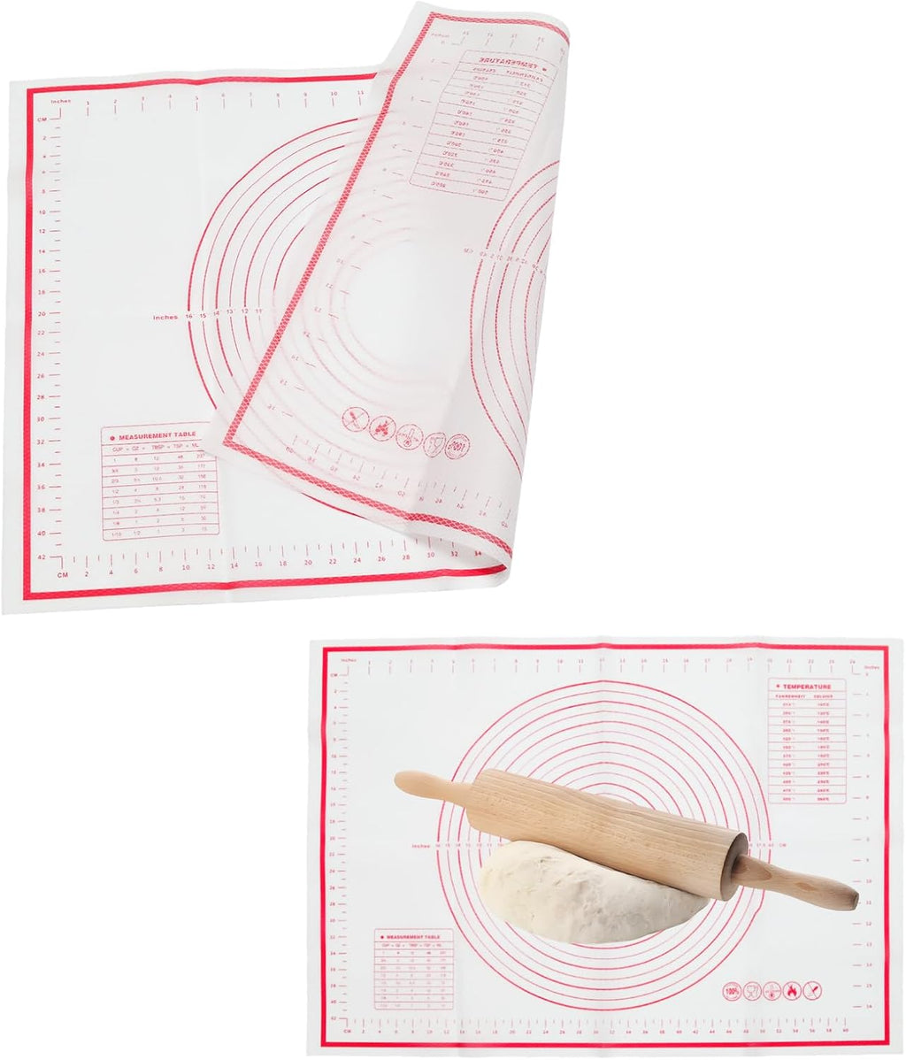 Skiennix Silicone Pastry Mat - 20" x 28" Non-Slip Baking Mat with Measurements | Extra Large Reusable Dough Sheet (White)