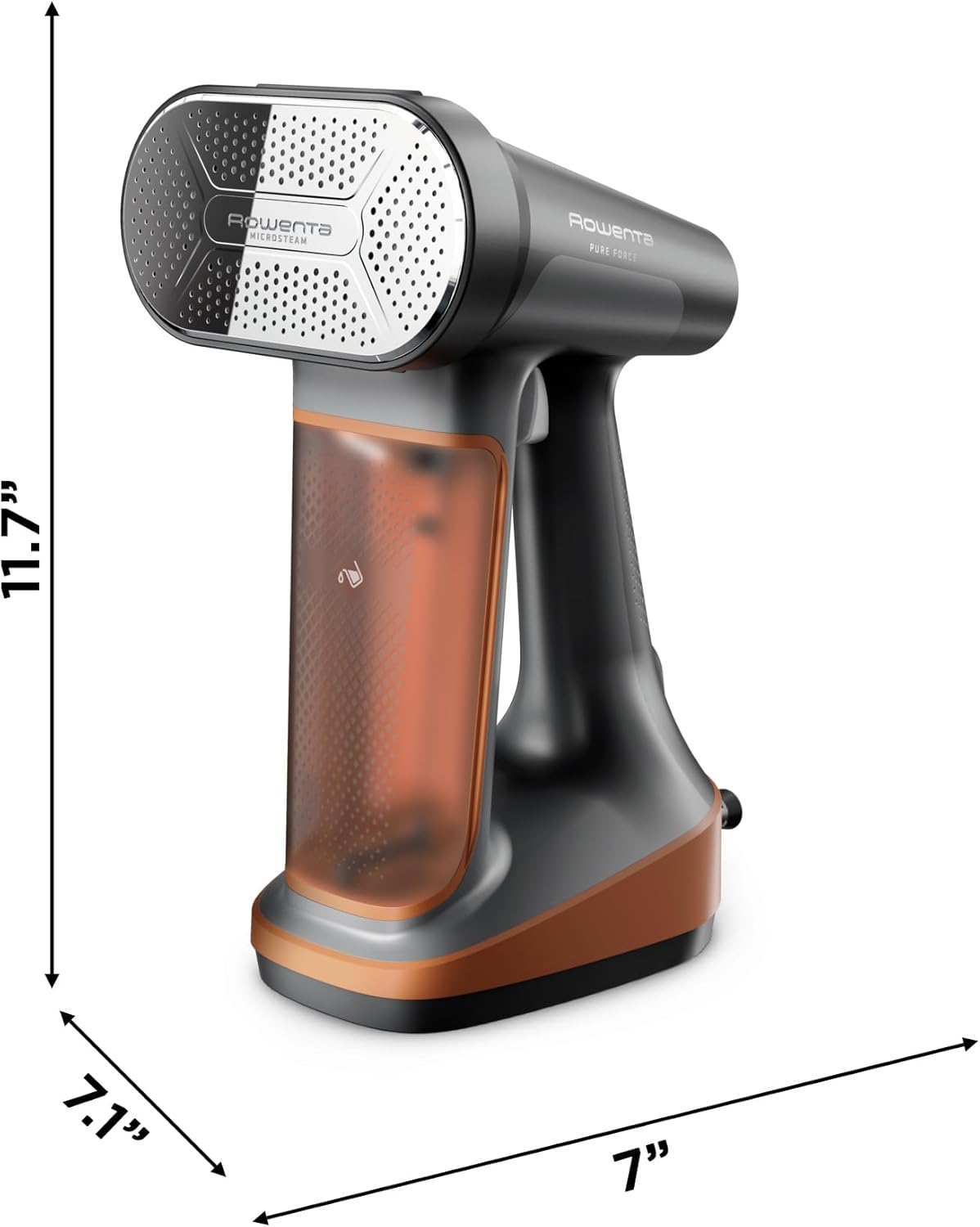 Rowenta Handheld Clothes Steamer - 3-in-1 Ironing & Lint Removal, 7.1 Oz Tank, 1875 Watts, Black & Copper