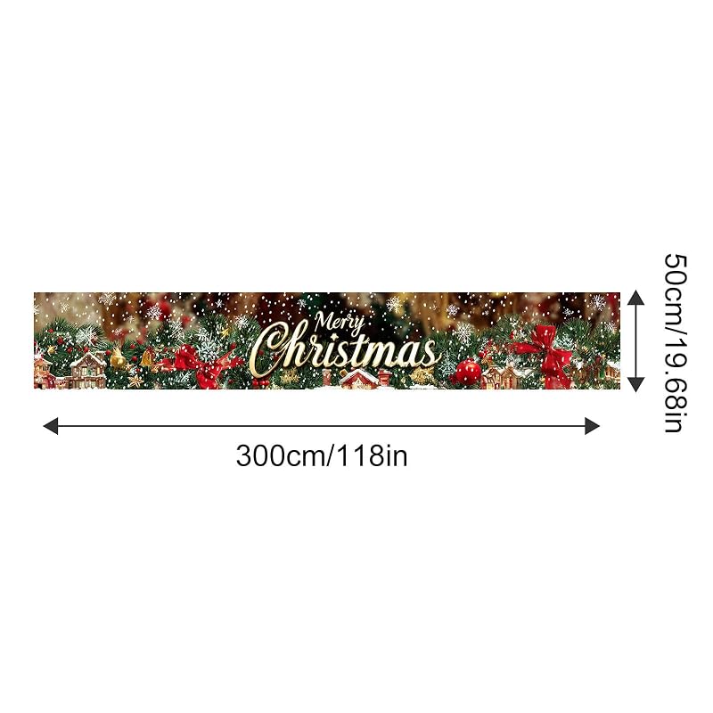 Merry Christmas Banner for Fence 118 x 20 Inch - Pine House Decor (Variation: Merry Christmas Banner#02)