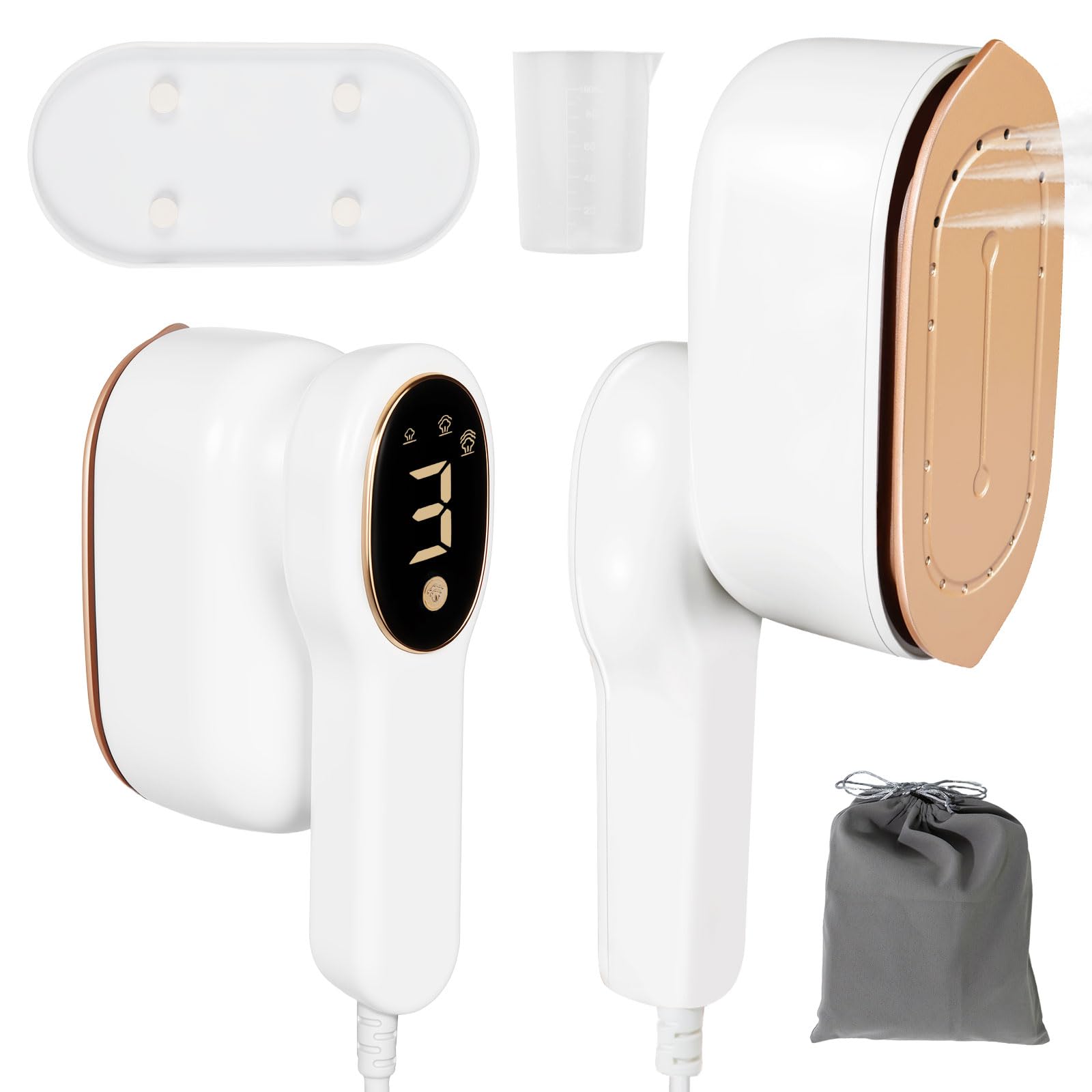 Smart Travel Steamer for Clothes, 1200W Handheld mini travel Steam All-in-One Portable Steamer Iron with LCD Display, 3 Steam Modes & 5s Fast Heat-up, Garment Steamer for Travel, Home, and Office