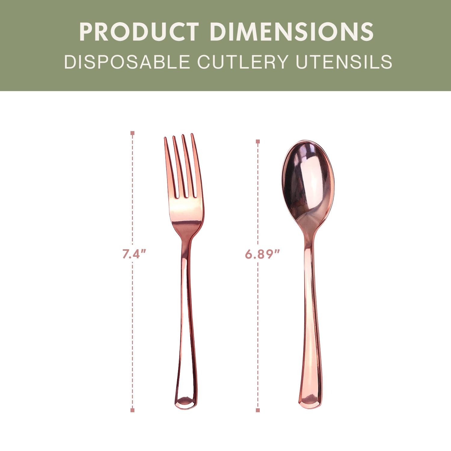 Rose Gold Disposable Cutlery Set, 120 Count Spoons + Forks