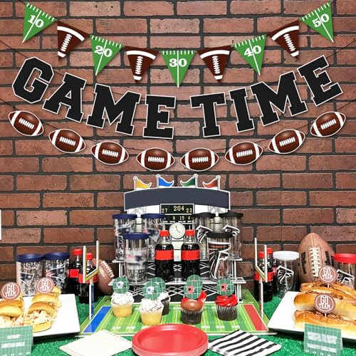 Football Party Banner Set - Pre-Strung Game Time Decorations