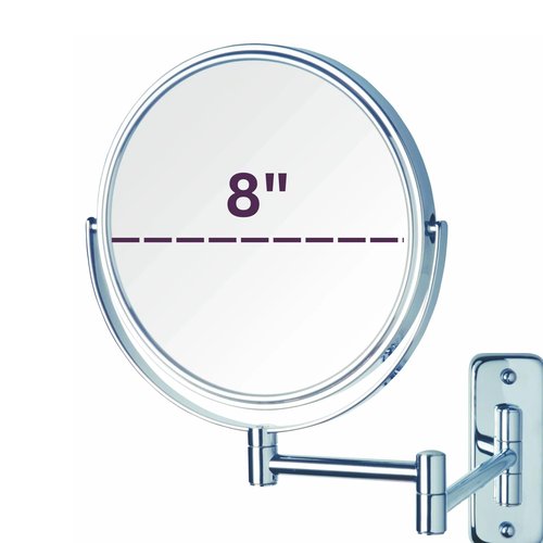 JERDON 6-Inch Two-Sided Swivel Wall Mount Mirror - Makeup Mirror with 5X Magnification & 10-inch Wall Extension - Chrome Finish - Model JP7508C