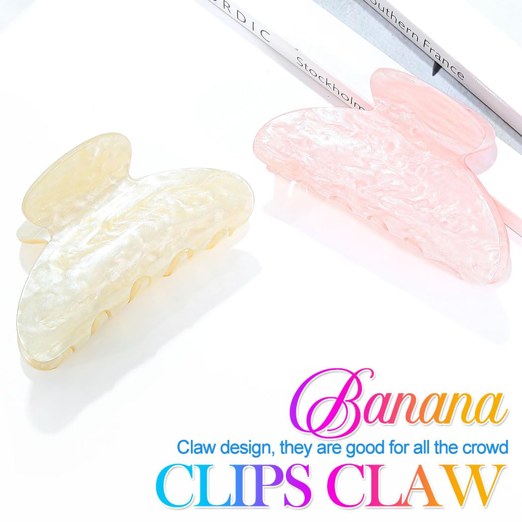 CAKURE Claw Clips - Pink Acrylic Hair Clips for Women & Girls | Pack of 2