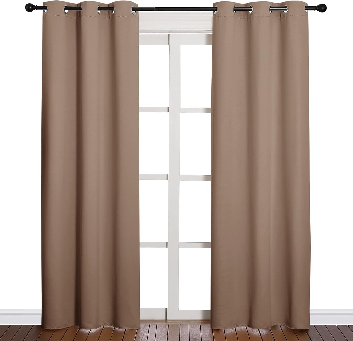 NICETOWN Blackout Curtains - Thermal Insulated Grommet Drapes for Bedroom | 42"x84", Cappuccino (1 Pair)