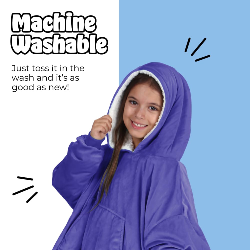 THE COMFY Original Jr | From Shark Tank | Patented | Kids Oversized Sherpa Wearable Blanket Hoodie | Gift for Boys & Girls | One Size
