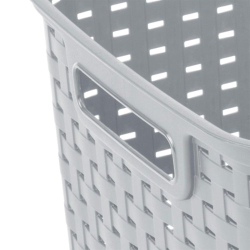Sterilite 6-Pack Tall Weave Basket, Woven Plastic Storage Baskets for Organization, Cement Gray - Organizing Bin Containers with Handles for Bedroom, Bathroom, Dorm, Laundry Room, and Closet