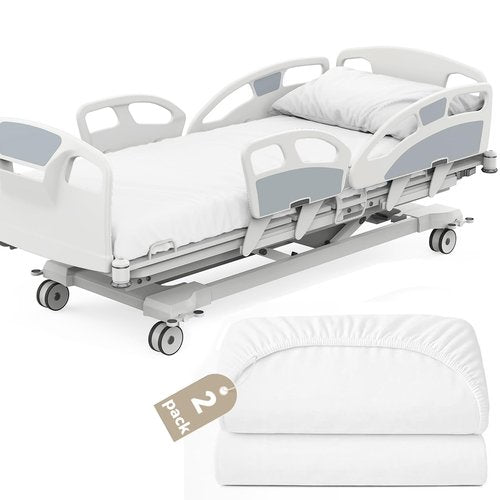 Hospital Bed Sheets 36" x 80" x 9", 2 Pack Hospital Fitted Sheet for Home Use & Hospital Care Beds, Shrinkage & Stain Resistant Twin XL Sheets Cover, White
