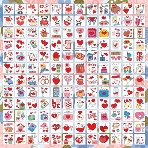 EMOME 408 Individually Wrapped Valentine Temporary Tattoos for Kids Party Favors