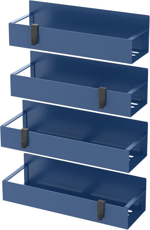 HuggieGems Magnetic Spice Storage Rack - 4 Pack Refrigerator Organizer in Royal Blue
