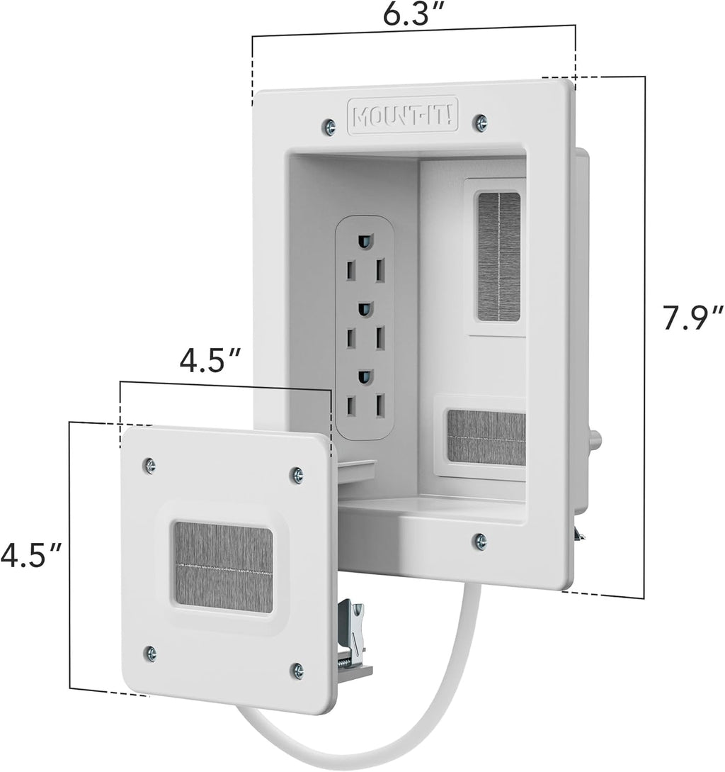 Mount-It! In-Wall TV Cable Concealer Kit - Triple Outlet, 9ft Cord & Hand Saw for Easy Cable Management