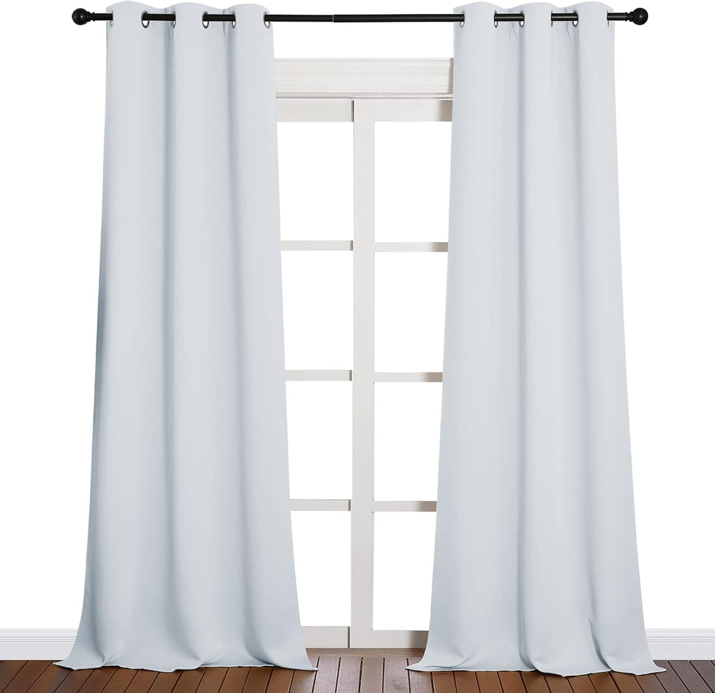 NICETOWN Room Darkening Curtains - Thermal Insulated Grommet Drapes for Living Room | 2 Panels, 42" x 90", Greyish White