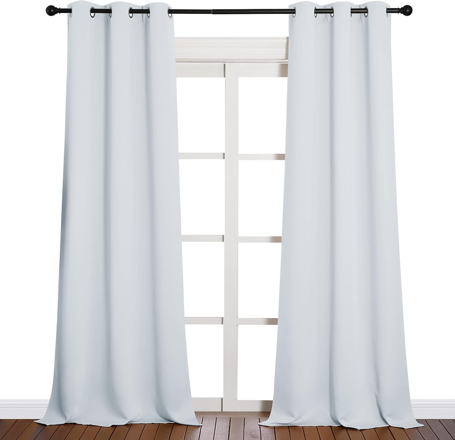 NICETOWN Room Darkening Curtains - Thermal Insulated Grommet Drapes for Living Room | 2 Panels, 42" x 90", Greyish White