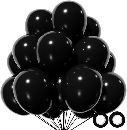 110pcs Black & Metallic Silver Latex Balloons - 12 Inch Perfect for Birthday Parties & Baby Showers