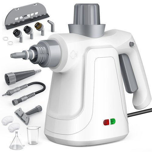 LaoTzi Steam Cleaner Handheld, 1300W High Pressure Natural Steamer with 450ml Large Tank & Hands-Free Lock, 14-Piece Steam Cleaner Pro Toolkit for Home, Kitchen, Car, Tile, Grout, Grill & Upholstery