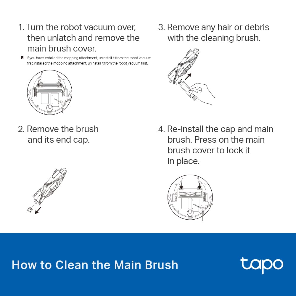 Tapo Brush & Filter Replacement – Includes Easy to Replace 1x Main Brush, 2x Side Brushes, and 2x Washable HEPA Filters, Compatible with RV30 Max Plus, RV30 Max, RV20 Max Plus, & RV20 Max Plus