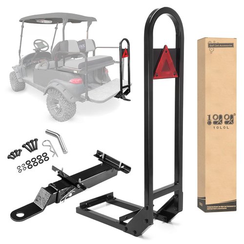 10L0L Universal Golf Cart Rear Seat Safety Grab Bar & Trailer Hitch Kit for Yamaha EZGO Club Car