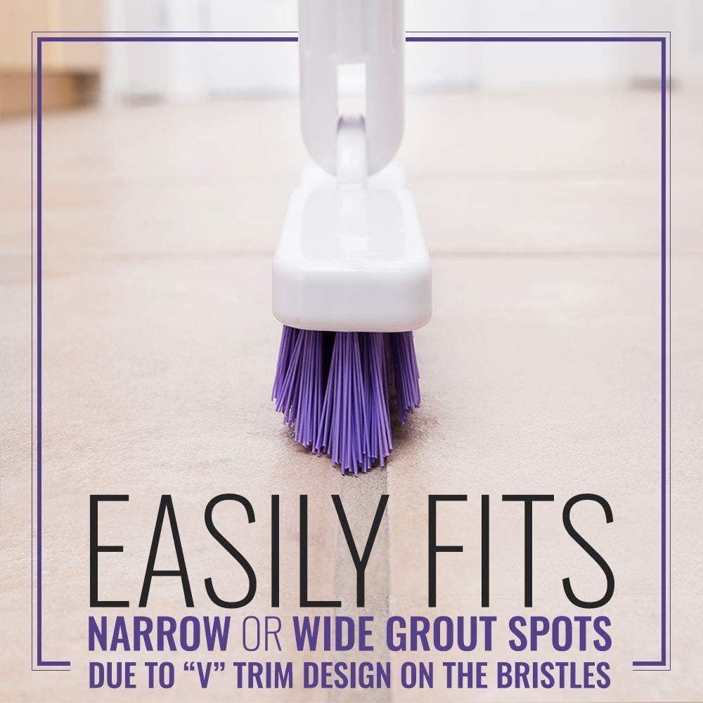 Fuller Brush Tile Grout E-Z Scrubber Complete– 9" V‑Trim Tile & Grout Brush – Deep Grime Cleaning Without Scratching – Perfect for Cleaning Hard to Reach Areas