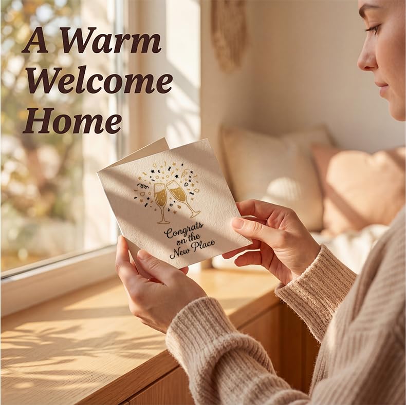 Elegant Champagne Toast New Home Card - 5.1" Square Greeting