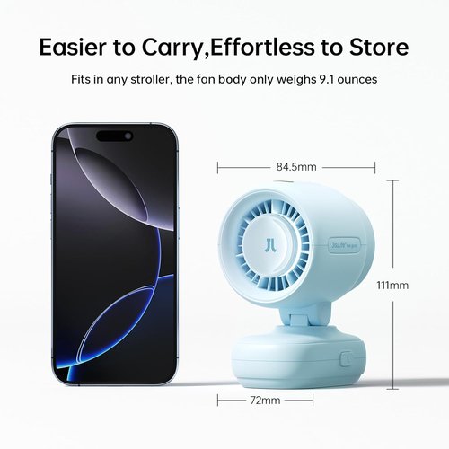 JISULIFE Handheld Mini Fan - Portable Stroller Fan for Babies | Compact 4-Inch Design