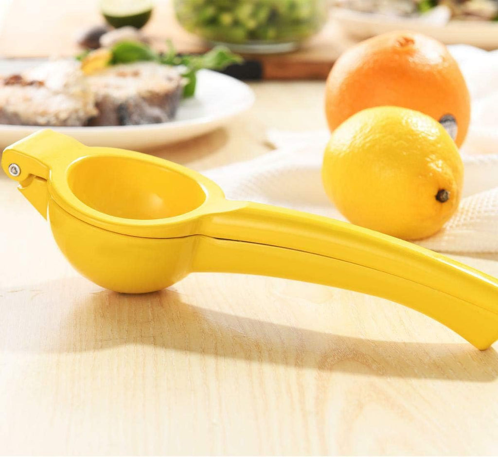 Skiennix Manual Citrus Juicer - Professional Lemon & Lime Squeezer | Durable Metal Design (Yellow)