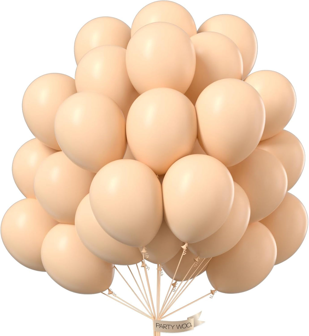 PartyWoo Nude Balloons - 50 Pcs 12 Inch Beige & Apricot Latex Balloons for Weddings & Celebrations
