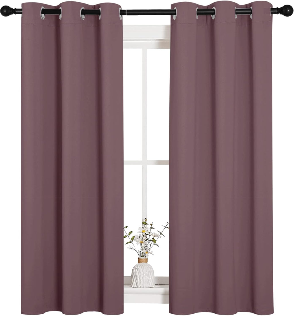NICETOWN Thermal Insulated Blackout Curtain Panels - Dry Rose, 34x54 Inch, 1 Pair for Basement