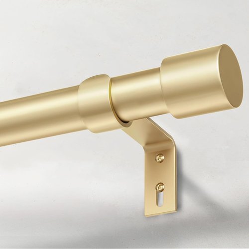 IFELS Heavy Duty Curtain Rod - Adjustable 66 to 120 Inch, Gold Finish with Metal Finials | Modern Design