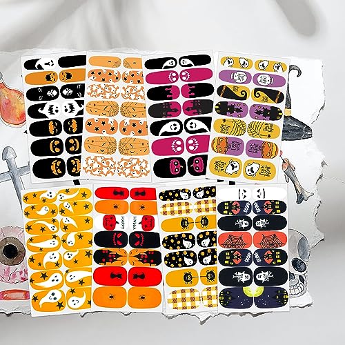 DANNEASY Halloween Nail Polish Strips - 8 Sheets Self-Adhesive Nail Wraps