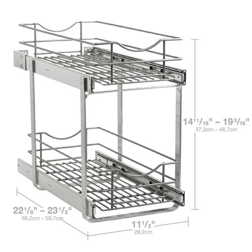 LOVKIT 2 Tier Pull Out Cabinet Organizer,(11½"W x 22" D) Soft Close Slide Out Drawer For Kitchen Base Cabinet, Individual Pull Out Shelf, Roll Out Pantry Organization, 22 Inch Deep