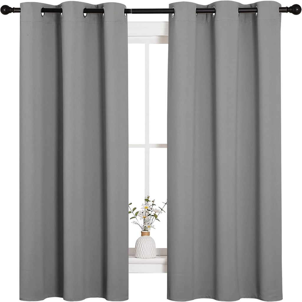NICETOWN Silver Grey Thermal Insulated Blackout Curtains - Kids Nursery Drapes (2 Panels, W42 x L63-Inch)