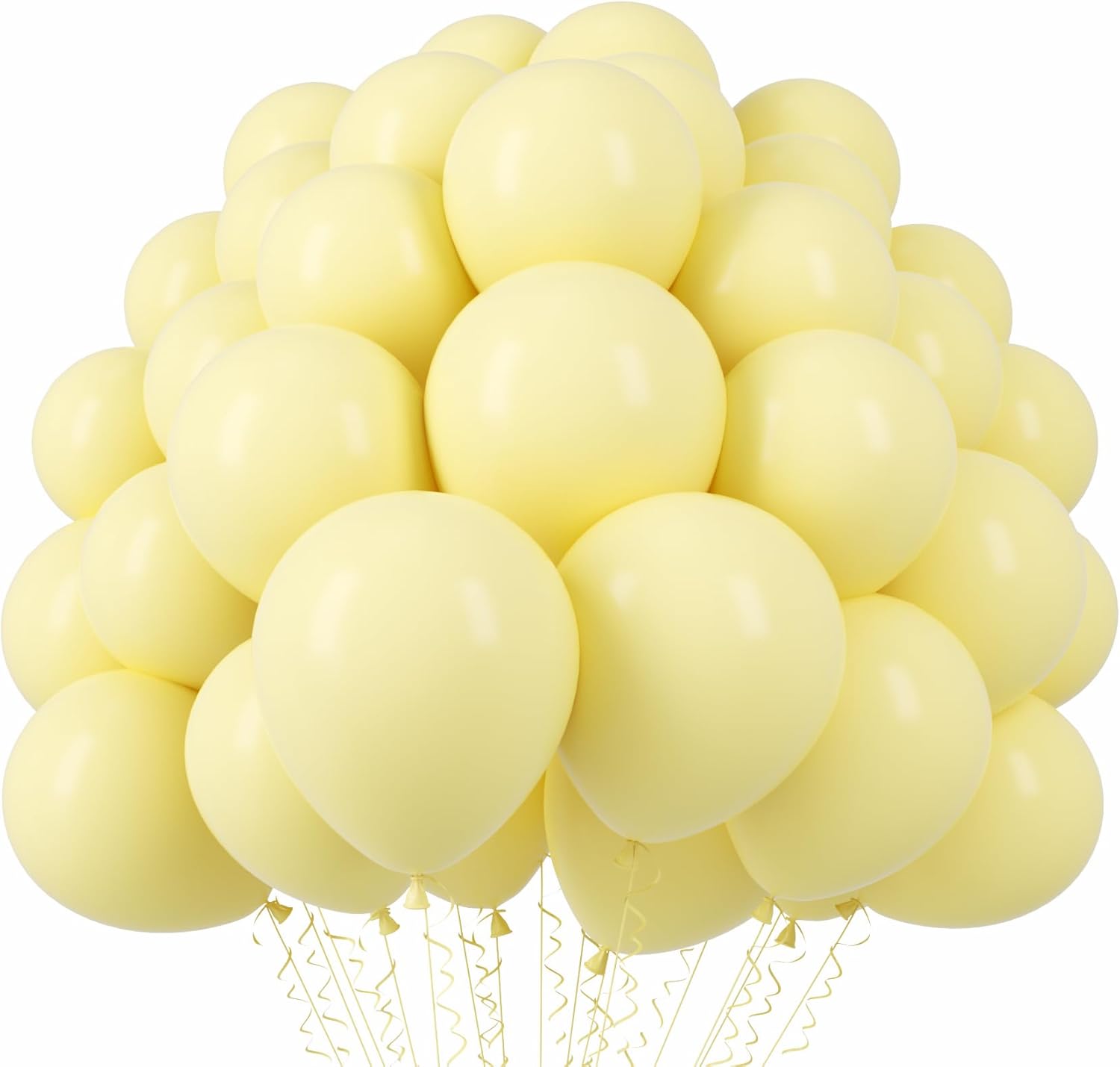 Voircoloria 12-Inch Pastel Yellow Balloons - 110pcs Latex Party Decorations for Weddings, Birthdays & More