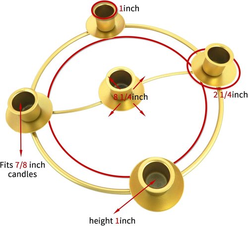 Advent Wreath Candle Holder - Elegant Gold Design for Tapered Candles | Perfect for Christmas Decor