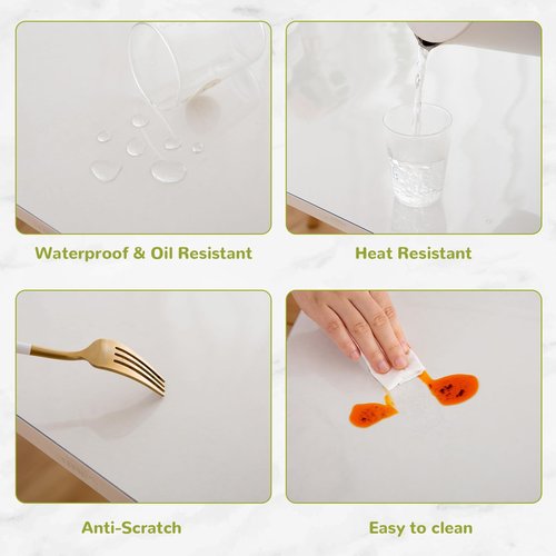 Eisdroma 44 x 72 Inch Clear Table Cover Protector, Clear Table Protector for Dining Room Table, 1.5mm Plastic Table Cover, Waterproof Table Pad for Kitchen, Office