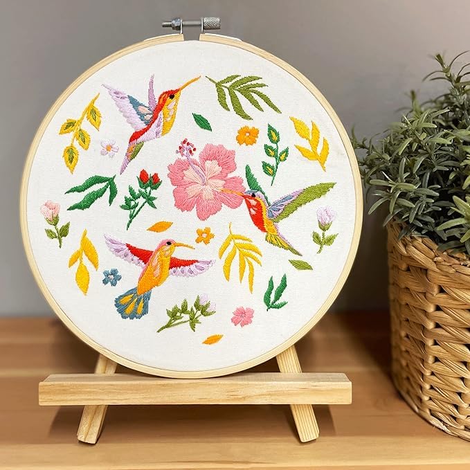 8-Inch Bamboo Embroidery Hoops Set with Scissors & Ripper