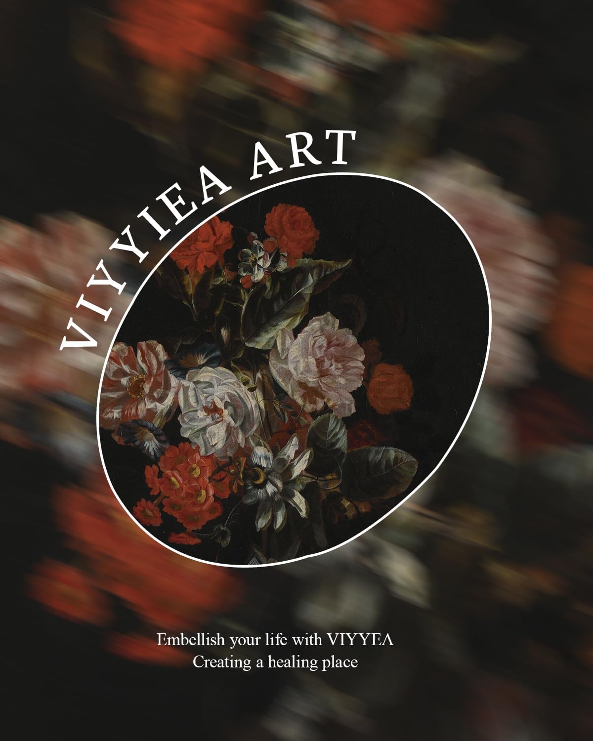 VIYYIEA Vintage Gold Framed Wall Art - Floral Canvas Print for Living Room Decor | Cotton Rose (16L x 12W)