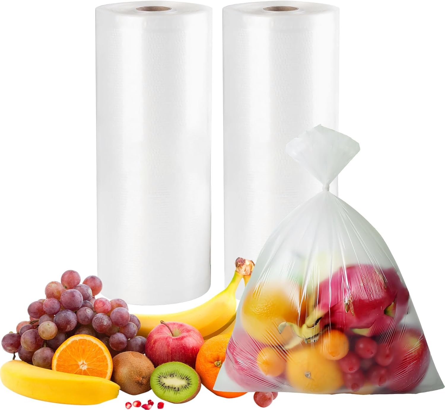 Skiennix Clear Plastic Produce Bags - Easy Tear Food Storage for Vegetables & Fruits | 12" x 20", 350 Bags/Roll