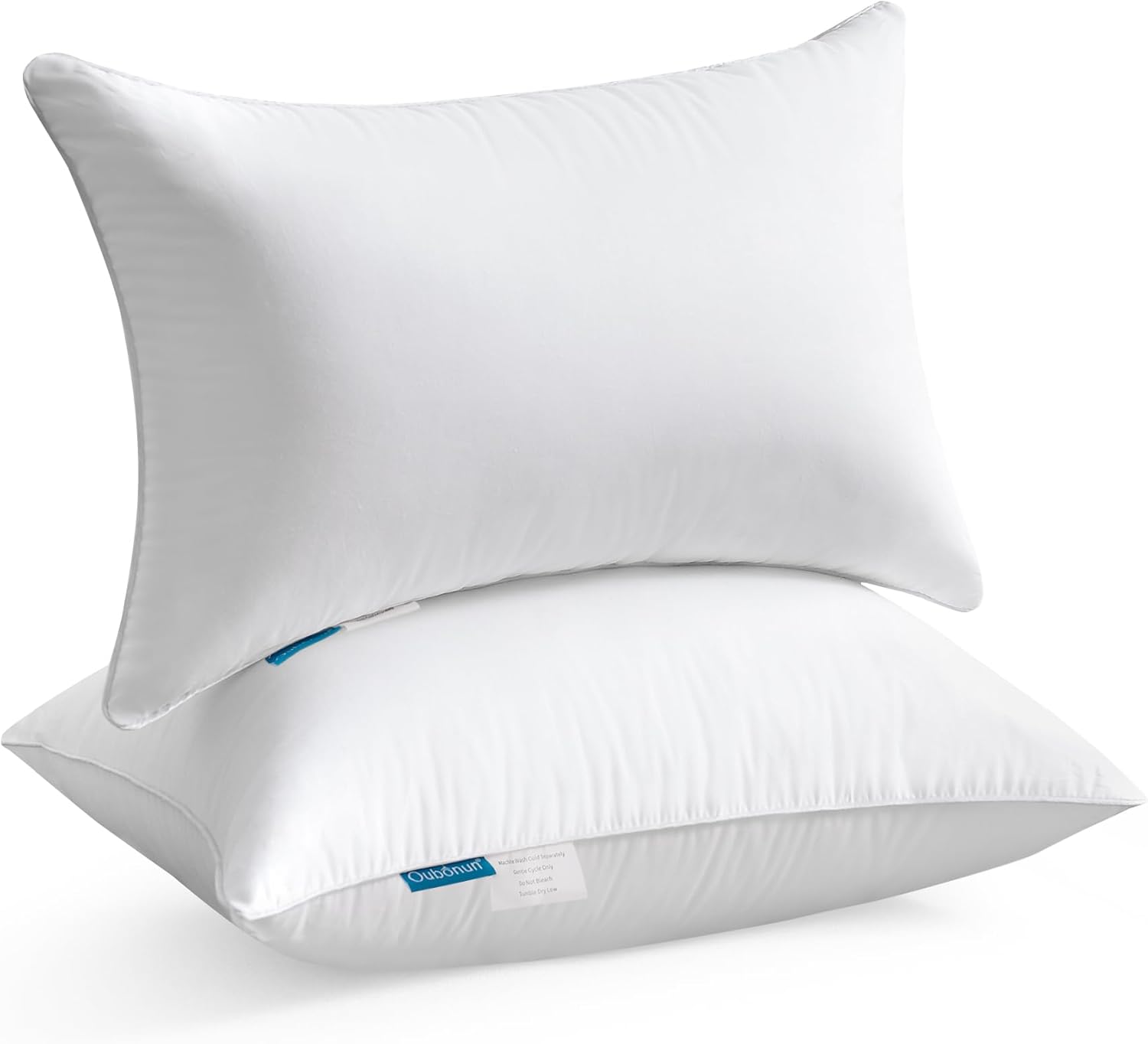 Oubonun Lumbar Pillow Set of 2 - 100% Cotton Decorative Rectangle Inserts - White Sofa Pillows