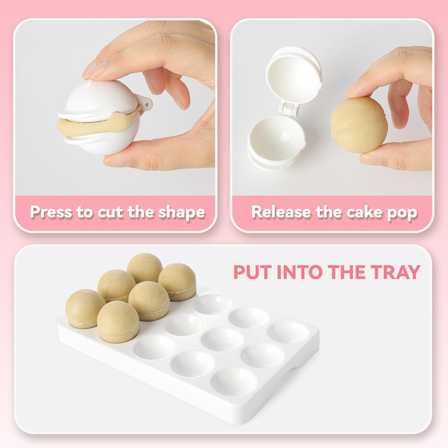 MITCHENIFY Cake Pop Mold Set - Round Sphere Press with Tray & Cutter for Home Baking | Perfect for Parties & Weddings
