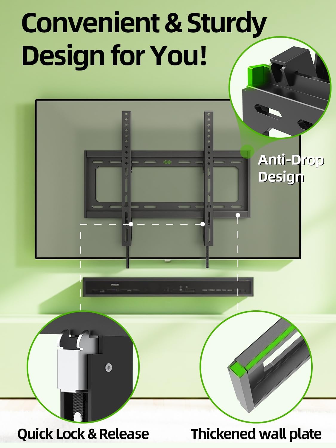 USX MOUNT Full Motion TV Wall Mount - Fits 32-70 Inch TVs Up to 99 lbs | Low Profile Tilt Design