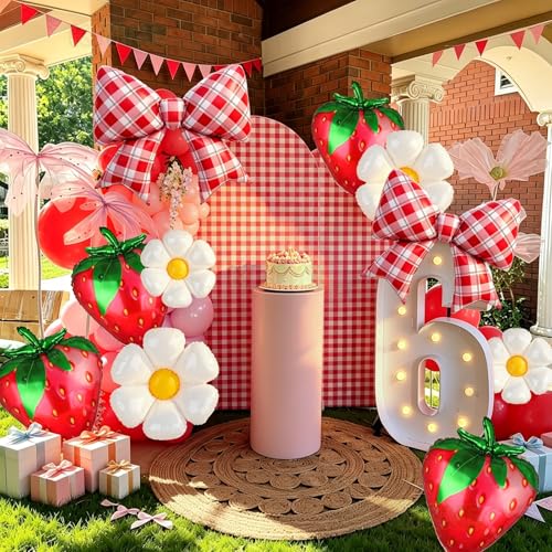 10-Piece Strawberry and Daisy Balloon Set for Birthday Party Decorations