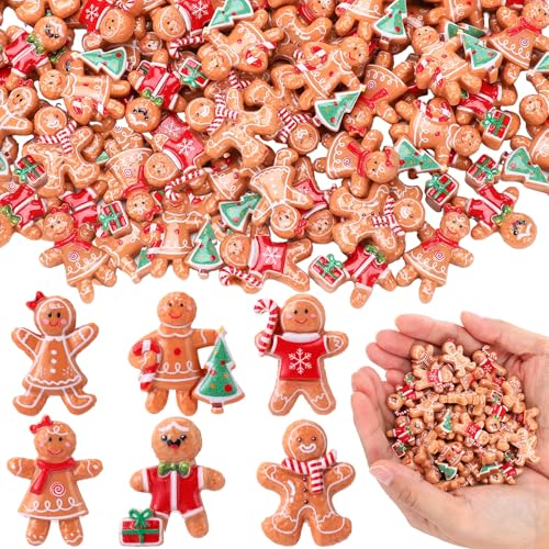 60 Pcs Gingerbread Miniature Figurines for Christmas Decor