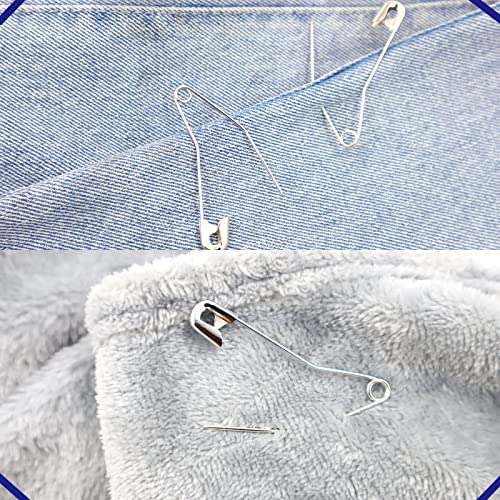 Curved Safety Pins - 100pcs Silver Nickel-Plated Steel for Quilting