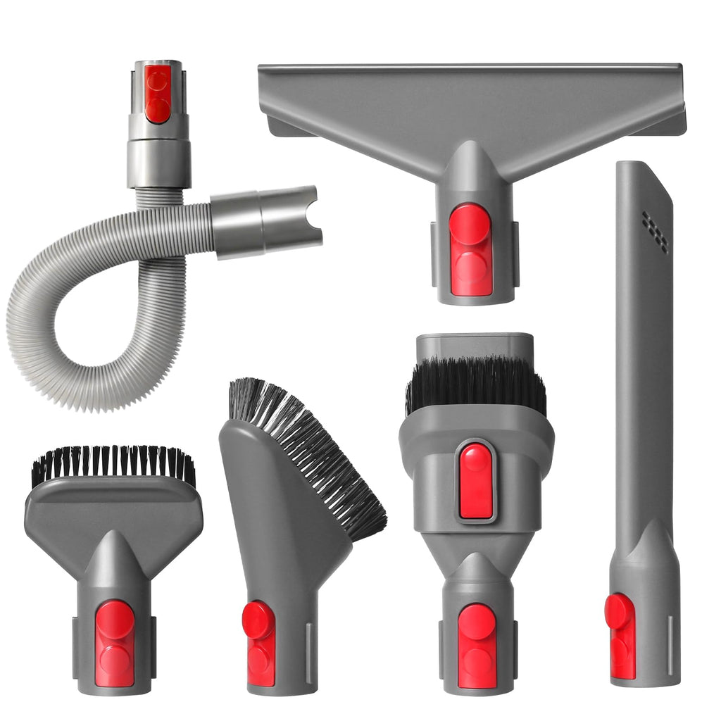 Replacement Attachment Kit compatible with Dyson V7 V8 V10 V11 V15 Absolute Animal Vacuum Cleaner, Flexible Extension Hose Mattress Tool Stiff Brush Soft Bristle Attachment, and Flexible Crevice Tool