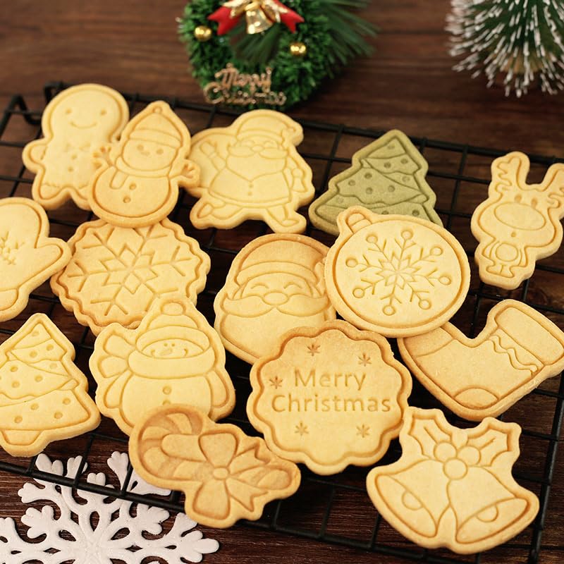 8 Piece Christmas Cookie Cutters Set with Gingerbread & Tree Shapes - Holiday Baking